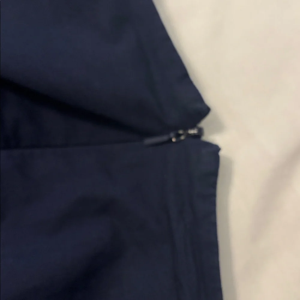 LL Bean Signature Navy Poplin Dress SZ 16 100% Cotton fit & flare lined midi - Picture 11 of 14